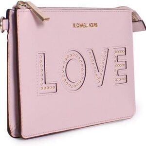 NWOT Michael Kors Leather Pale Pink Medium Gusset Wristlet